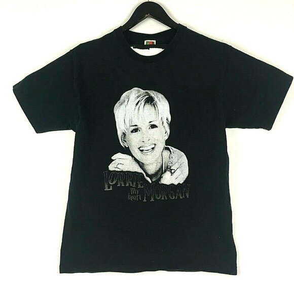 Vtg Lorrie Morgan Black Concert TShirt 1999 My Heart Tour Country Music Medium - Picture 10 of 10